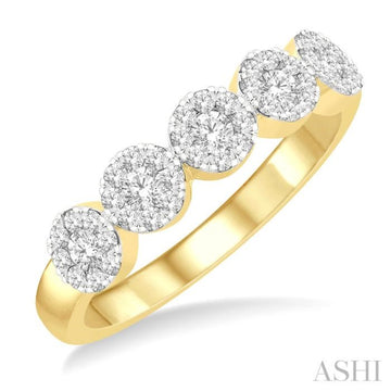 1/2 Ctw 5-Stone Lovebright Round Cut Diamond Band in 14K Yellow & White Gold